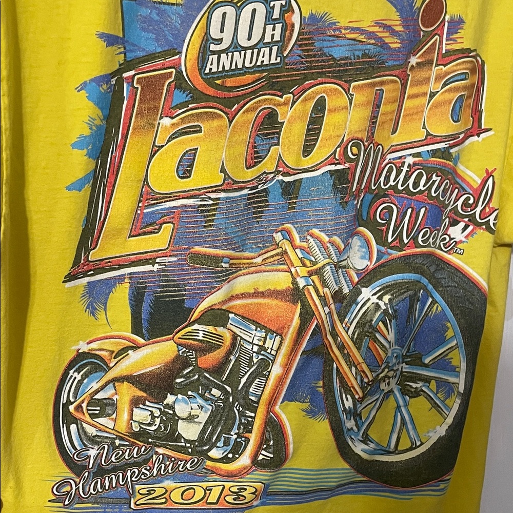 Yellow New Hampshire Laconia Bike Week Graphic Tee. Rare color